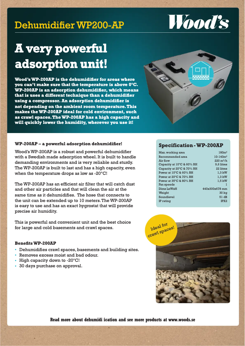 Page n°1 - Fiche technique Wood's WP-200AP