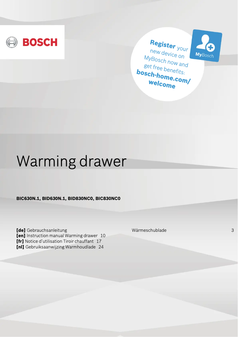 Page n°1 - Manuel utilisateur Bosch BIC630NS1