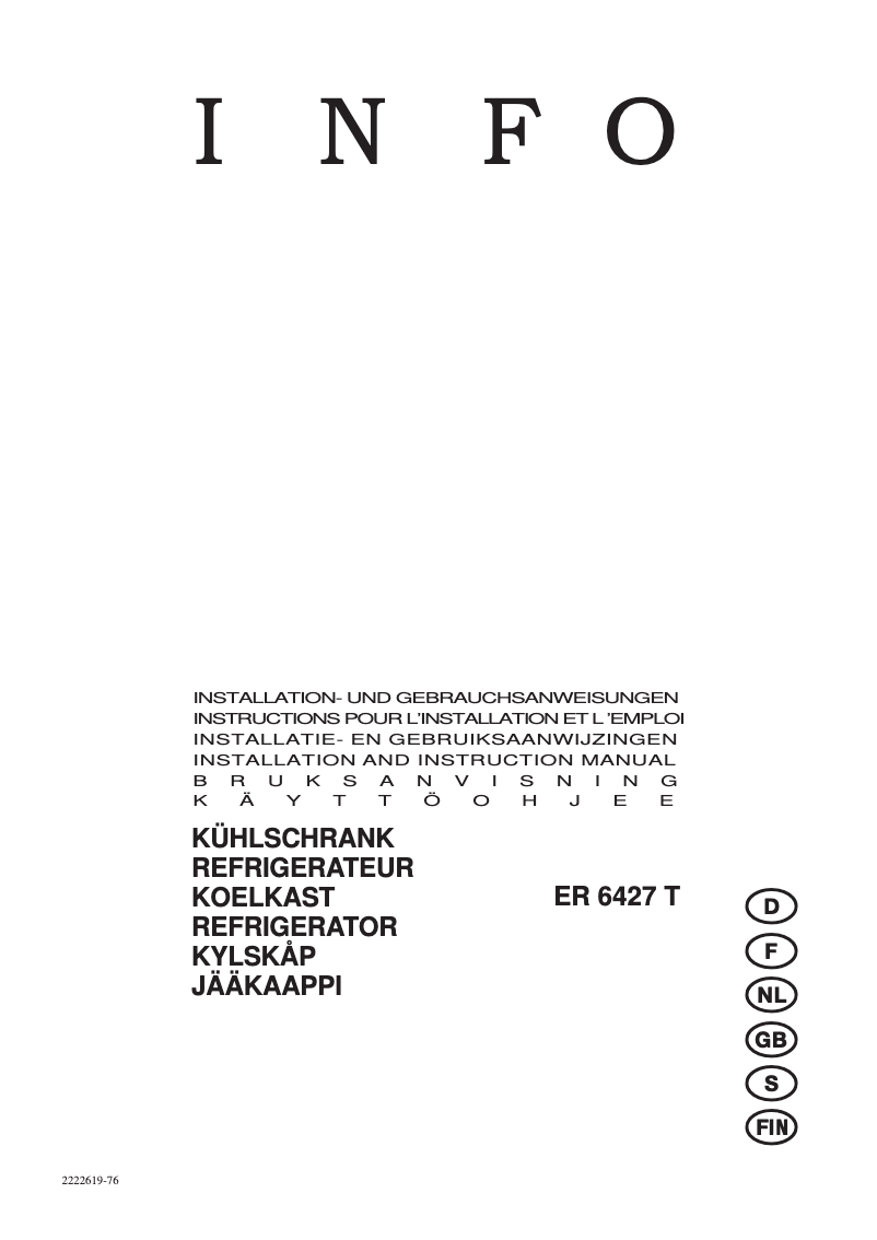 Page 1 de la notice Manuel utilisateur Electrolux ER6427T