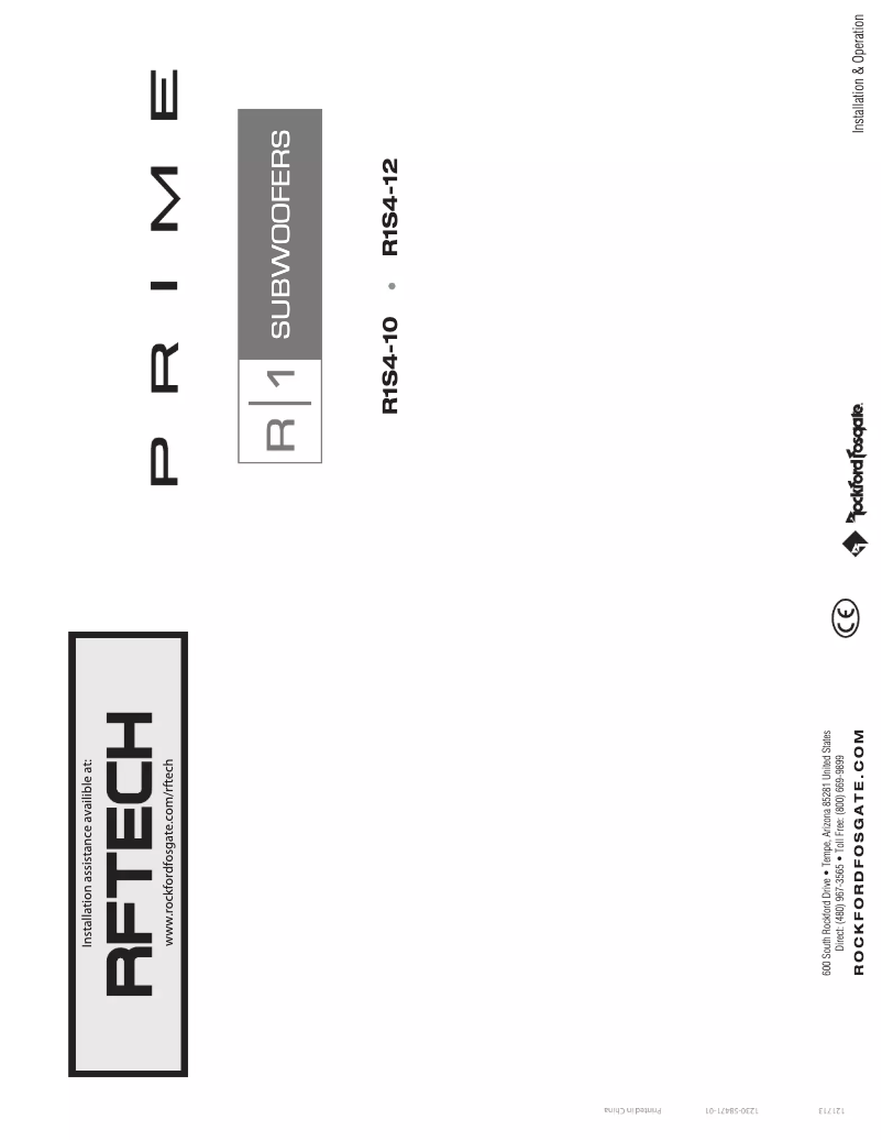 Page 1 de la notice Manuel utilisateur Rockford Fosgate Prime R1S410