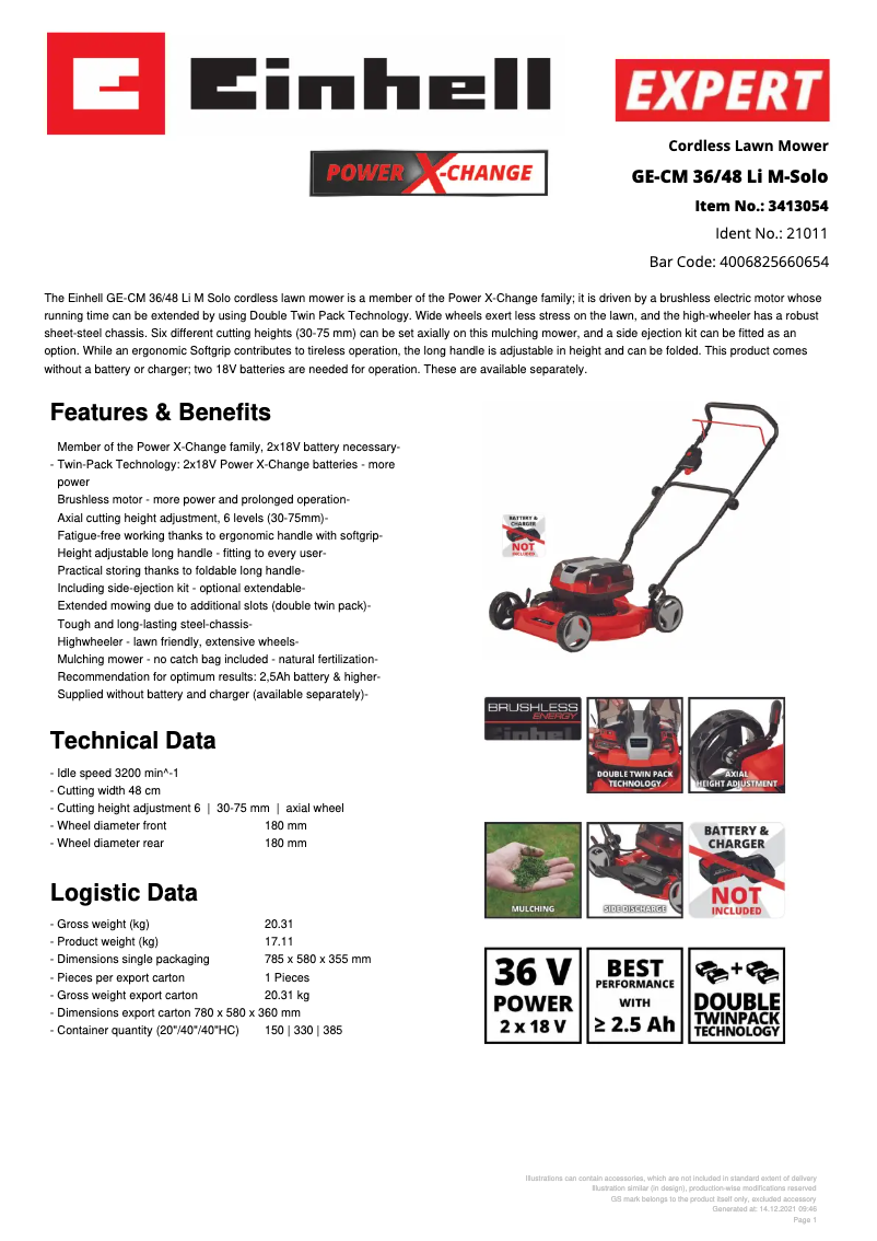 Image de la première page du manuel de l'appareil GE-CM 36/48 Li M