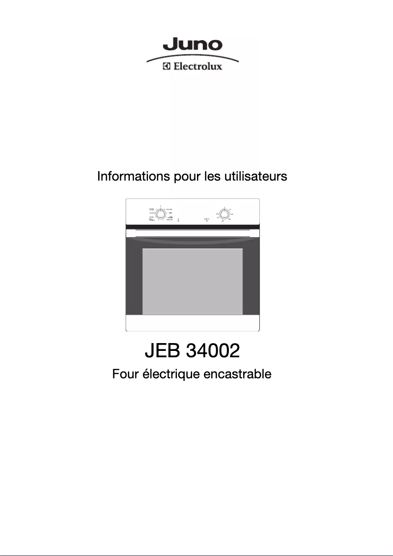 Page 1 de la notice Manuel utilisateur Juno Electrolux JEB34002W