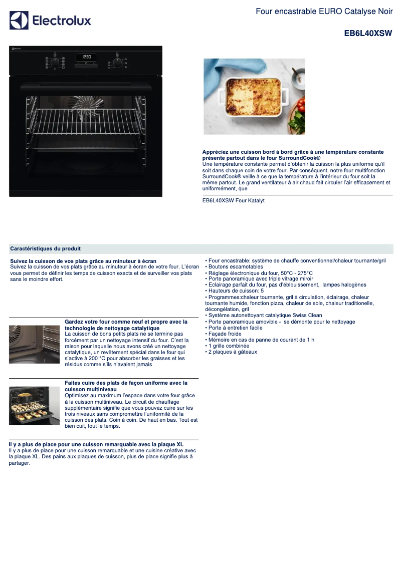 Page n°1 - Fiche technique Electrolux EB6L40XSW