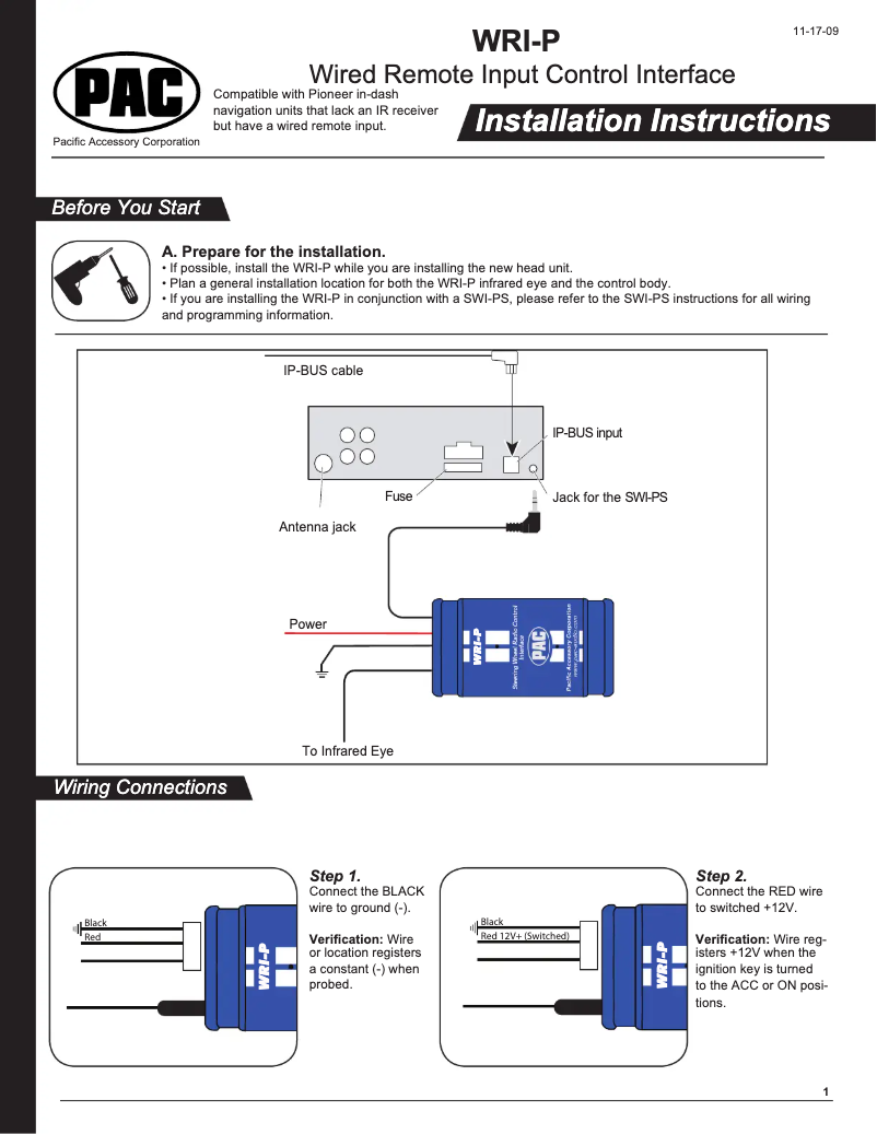 Image de la première page du manuel de l'appareil WRI-P