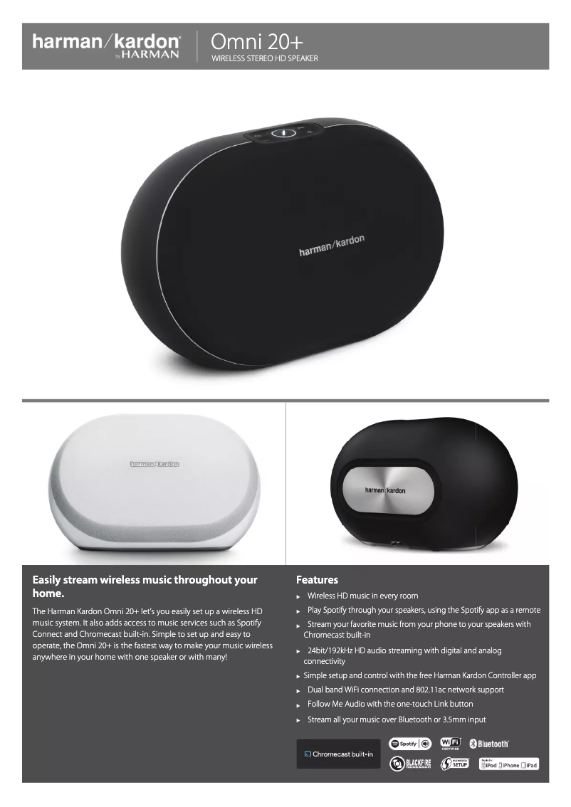 Page 1 de la notice Fiche technique Harman Kardon Omni 20+