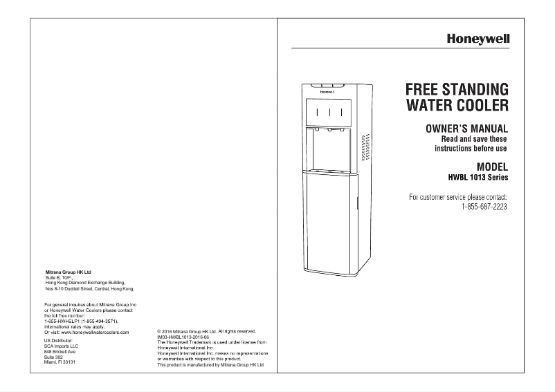 Page n°1 - Manuel utilisateur Honeywell HWBL1013B