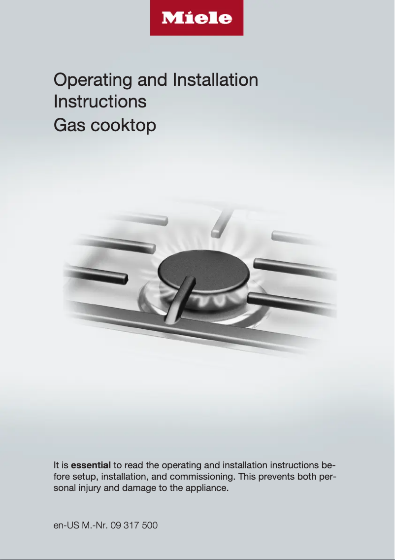 Page 1 de la notice Guide d'installation Miele KM 3010 G
