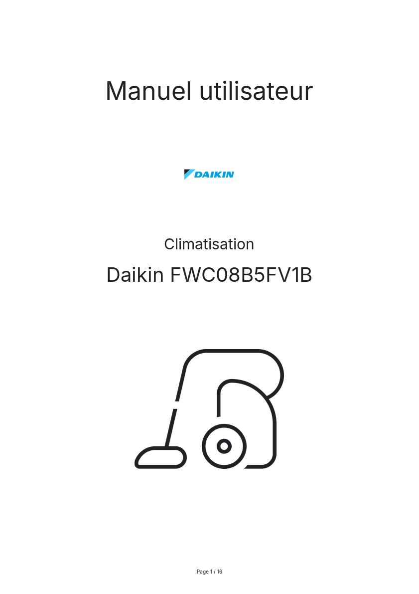 Image de la première page du manuel de l'appareil FWC08B5FV1B