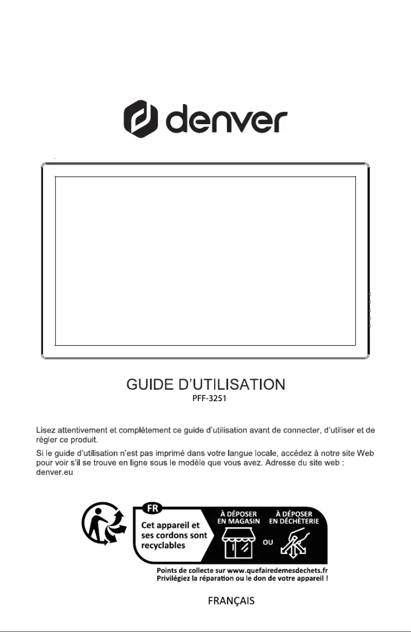 Page 1 de la notice Manuel utilisateur Denver PFF-3251