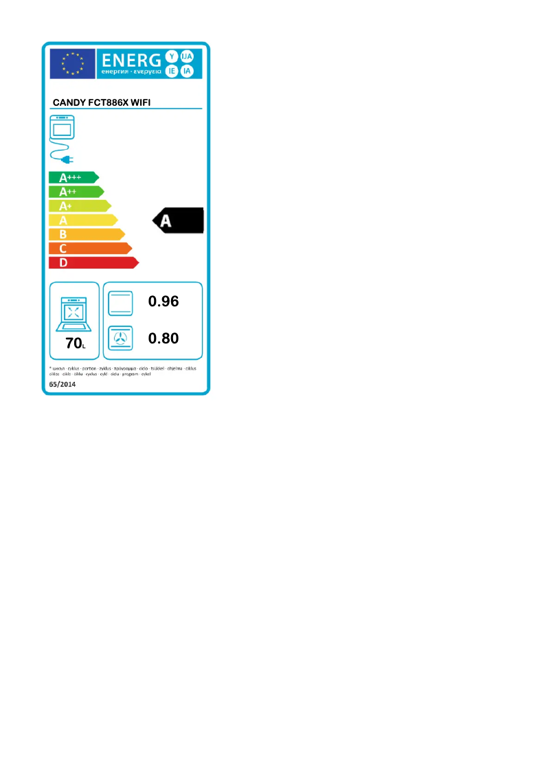 Page n°1 - Label énergétique Candy FCT886X WIFI
