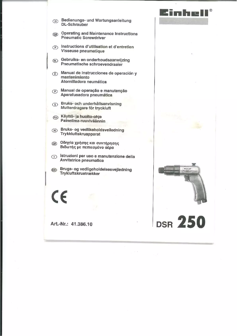 Page n°1 - Manuel utilisateur Einhell DSR 250