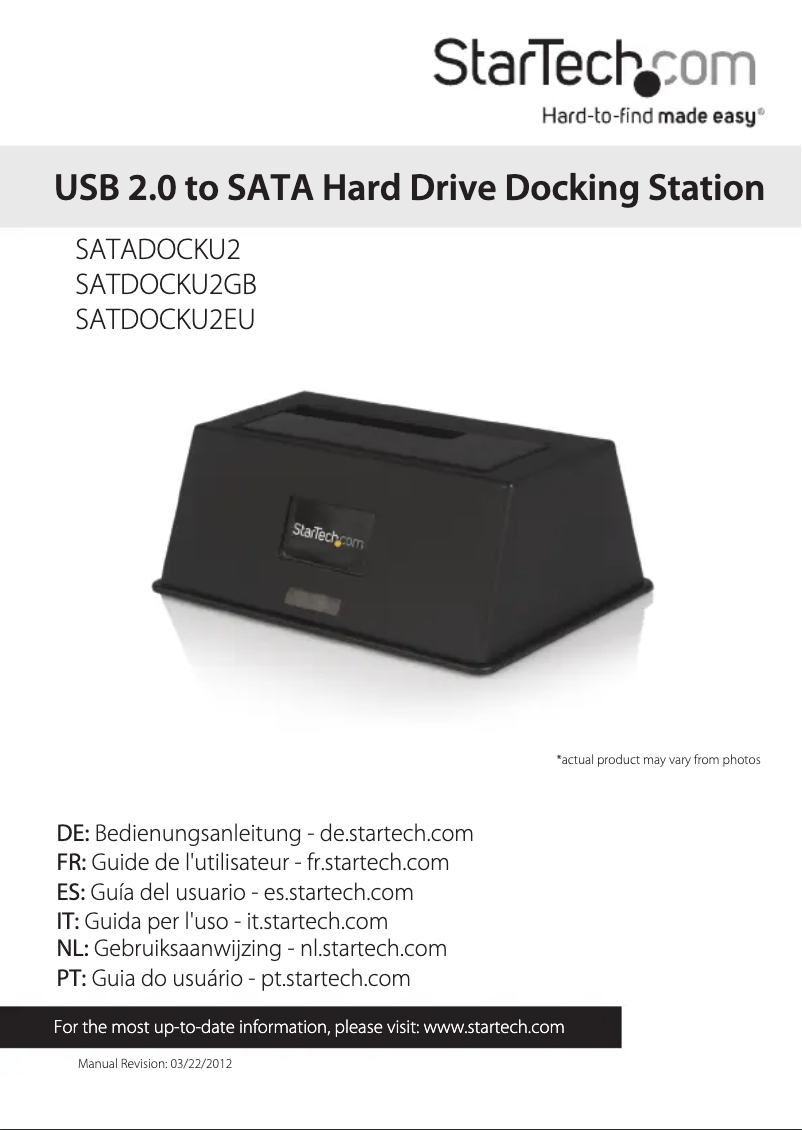 Page 1 de la notice Manuel utilisateur StarTech.com SATADOCKU2