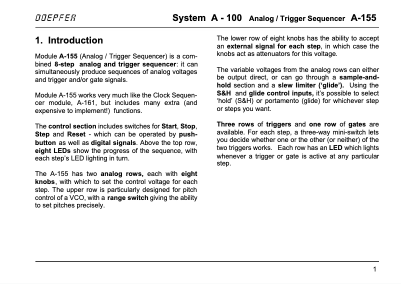 Page n°1 - Manuel utilisateur Doepfer A-155v