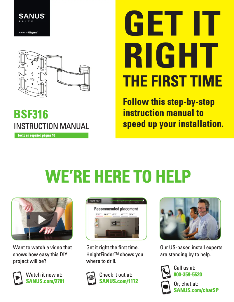 Page n°1 - Manuel utilisateur Sanus BSF316