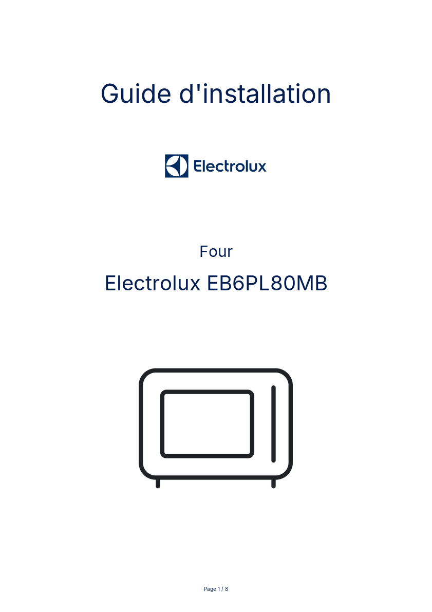 Image de la première page du manuel de l'appareil EB6PL80MB