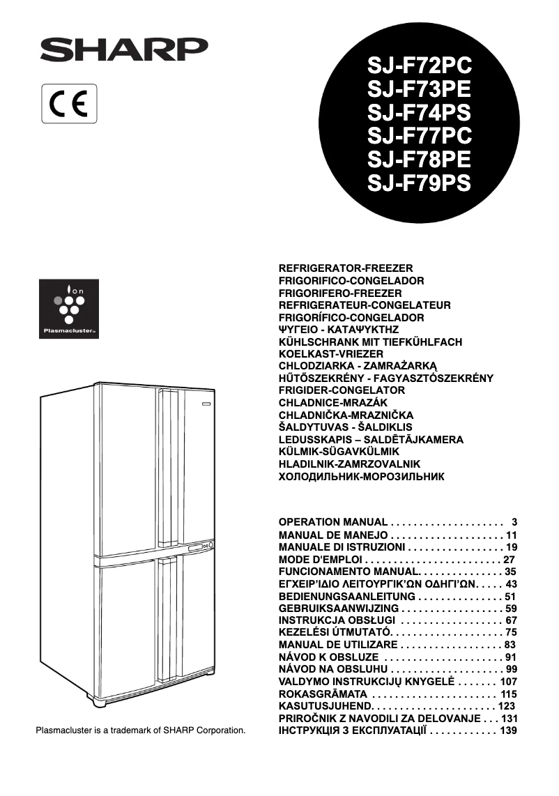 Page 1 de la notice Manuel utilisateur Sharp SJ-F72