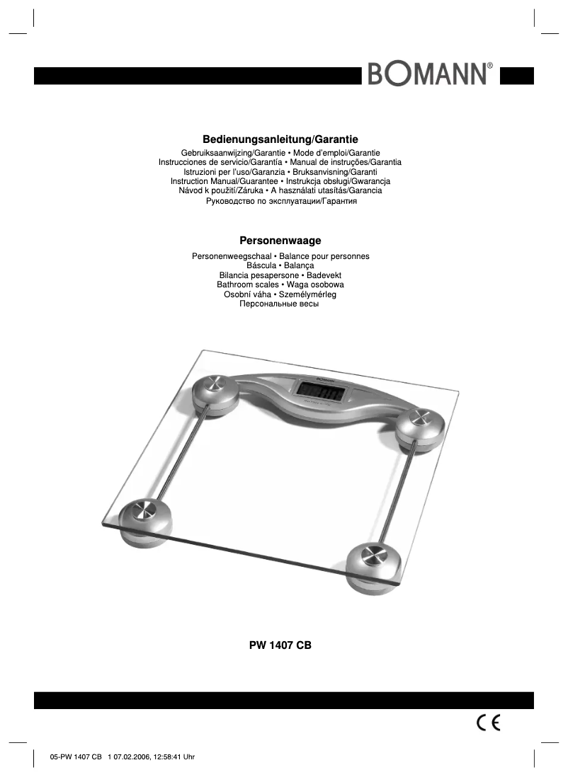 Page n°1 - Manuel utilisateur Bomann PW 1407 CB