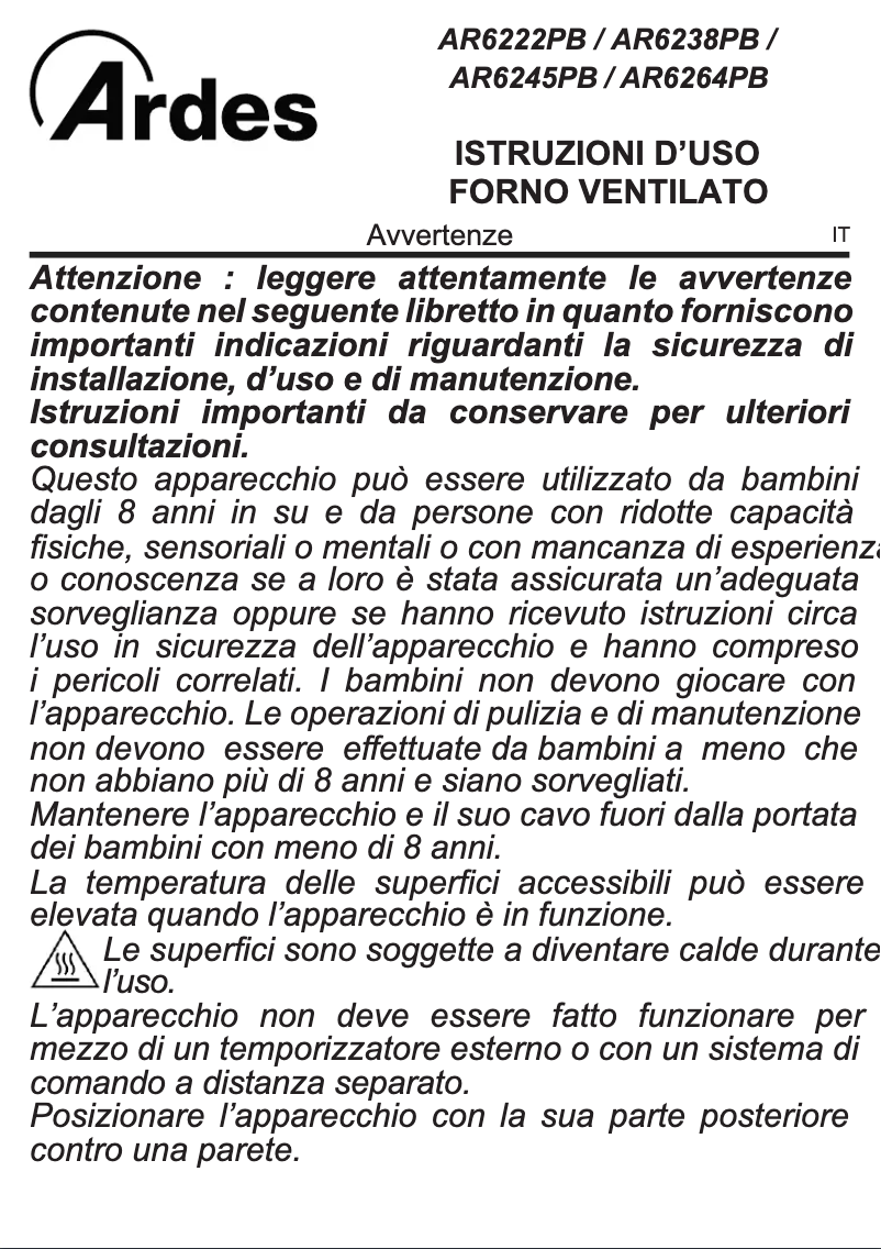 Page n°1 - Manuel utilisateur Ardes AR6264PB