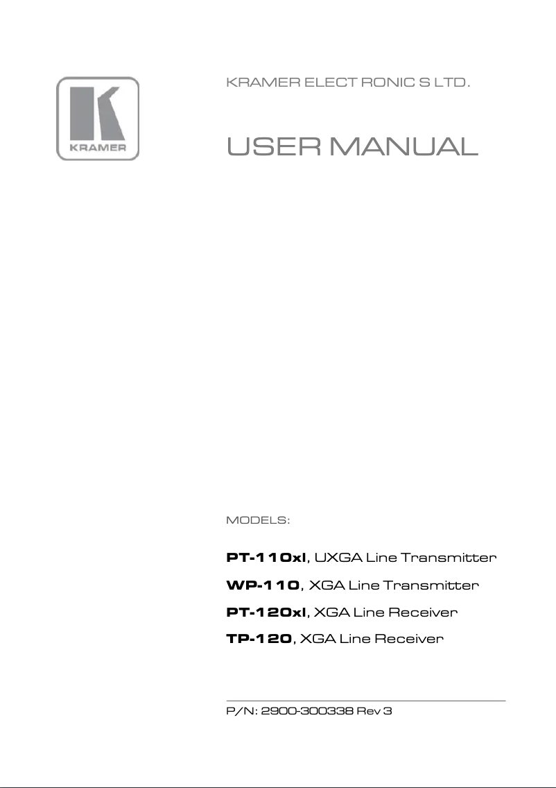 Page n°1 - Manuel utilisateur Kramer PT-120xl