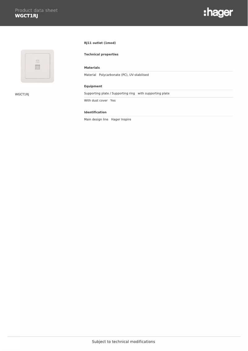 Image de la première page du manuel de l'appareil WGCT1RJ