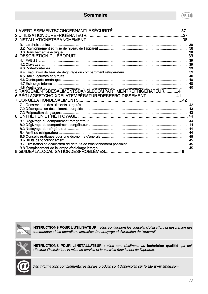 Page n°1 - Manuel utilisateur Smeg FAB28RBV2