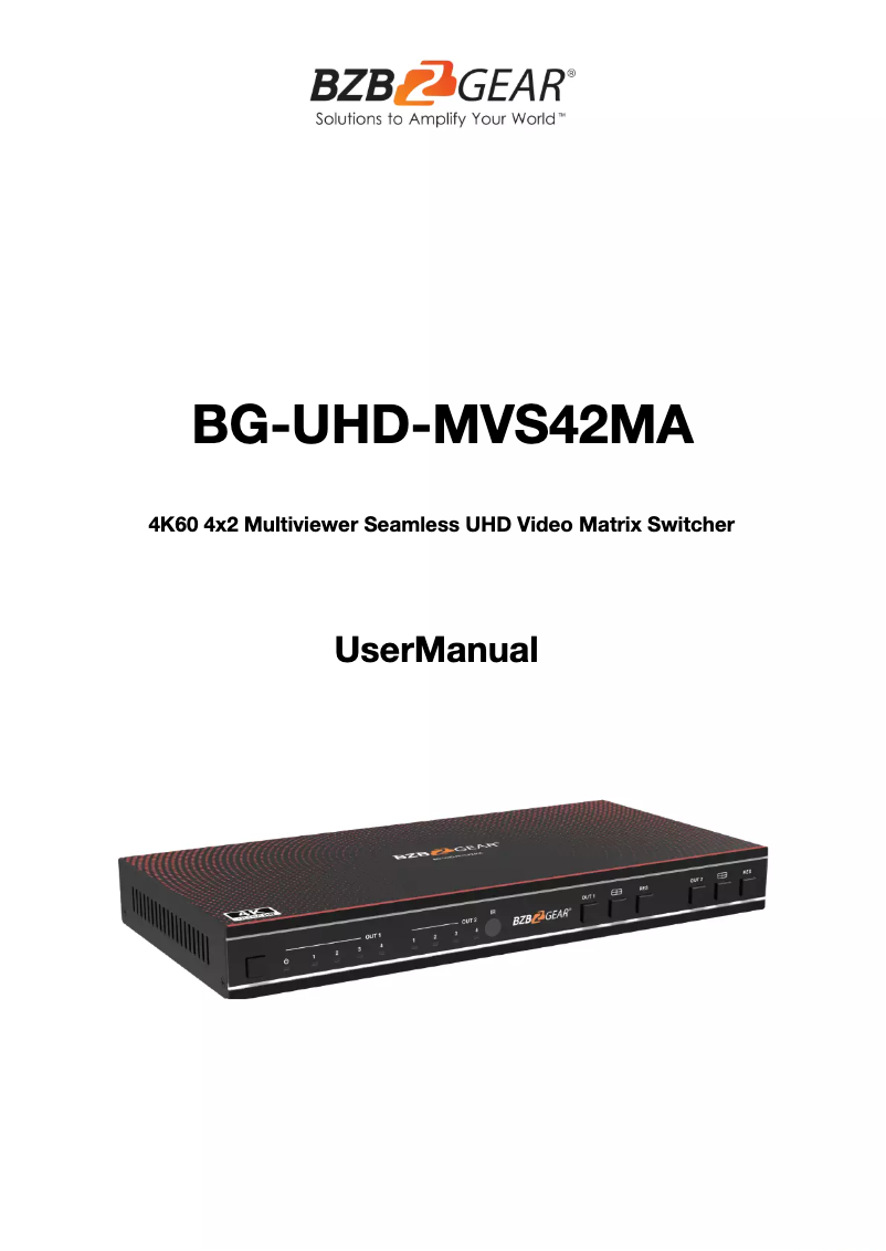 Page n°1 - Manuel utilisateur BZBGear BG-UHD-MVS42MA