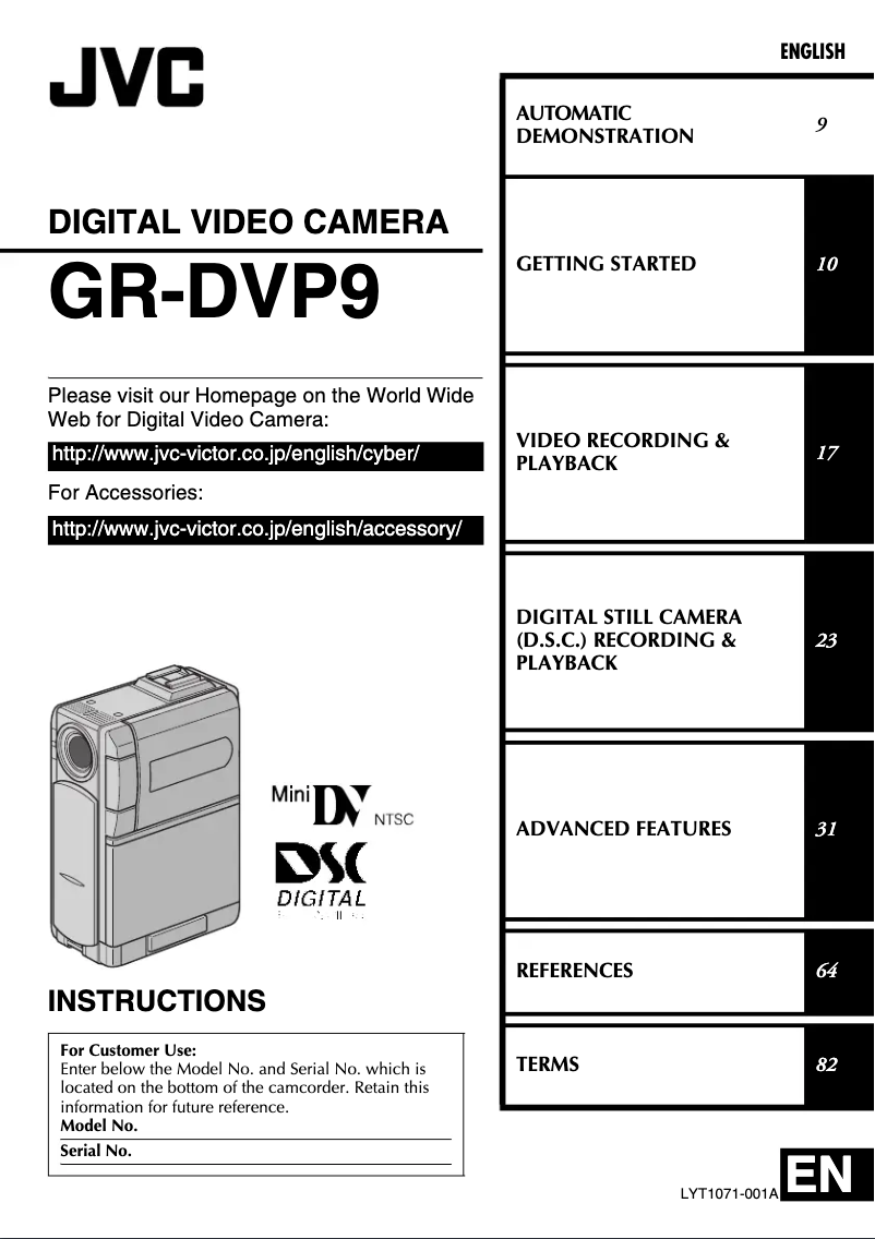 Page 1 de la notice Manuel utilisateur JVC GR-DVP9