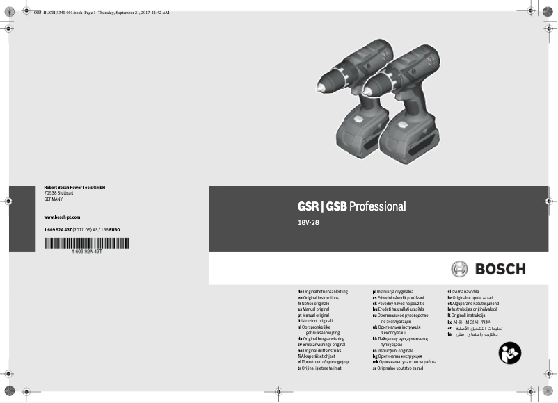 Page n°1 - Manuel utilisateur Bosch GSR 18-2-LI Plus