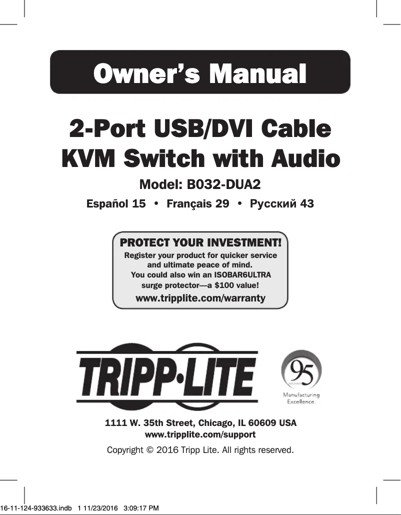 Page n°1 - Manuel utilisateur Tripp Lite B032-DUA2
