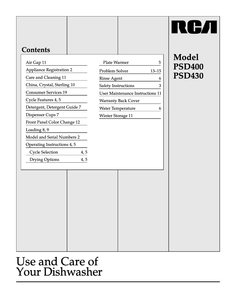 First page image of the manual for PSD400