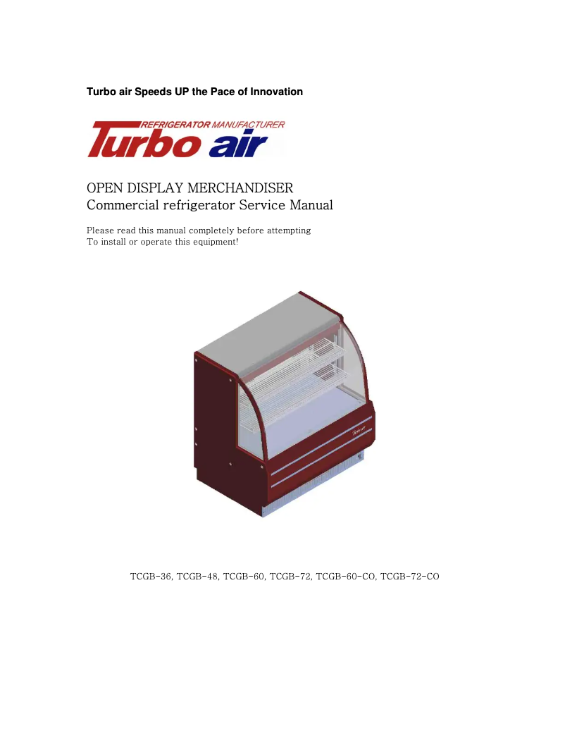 Page n°1 - Manuel utilisateur Turbo air TCGB-72DR-R