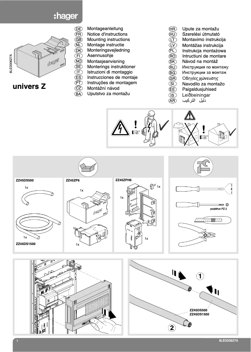 Page 1 de la notice Manuel utilisateur Hager ZZ45DS500