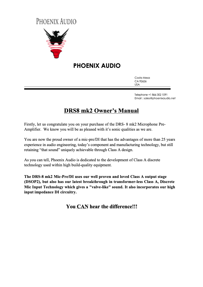 Image de la première page du manuel de l'appareil DRS-8 Mk2