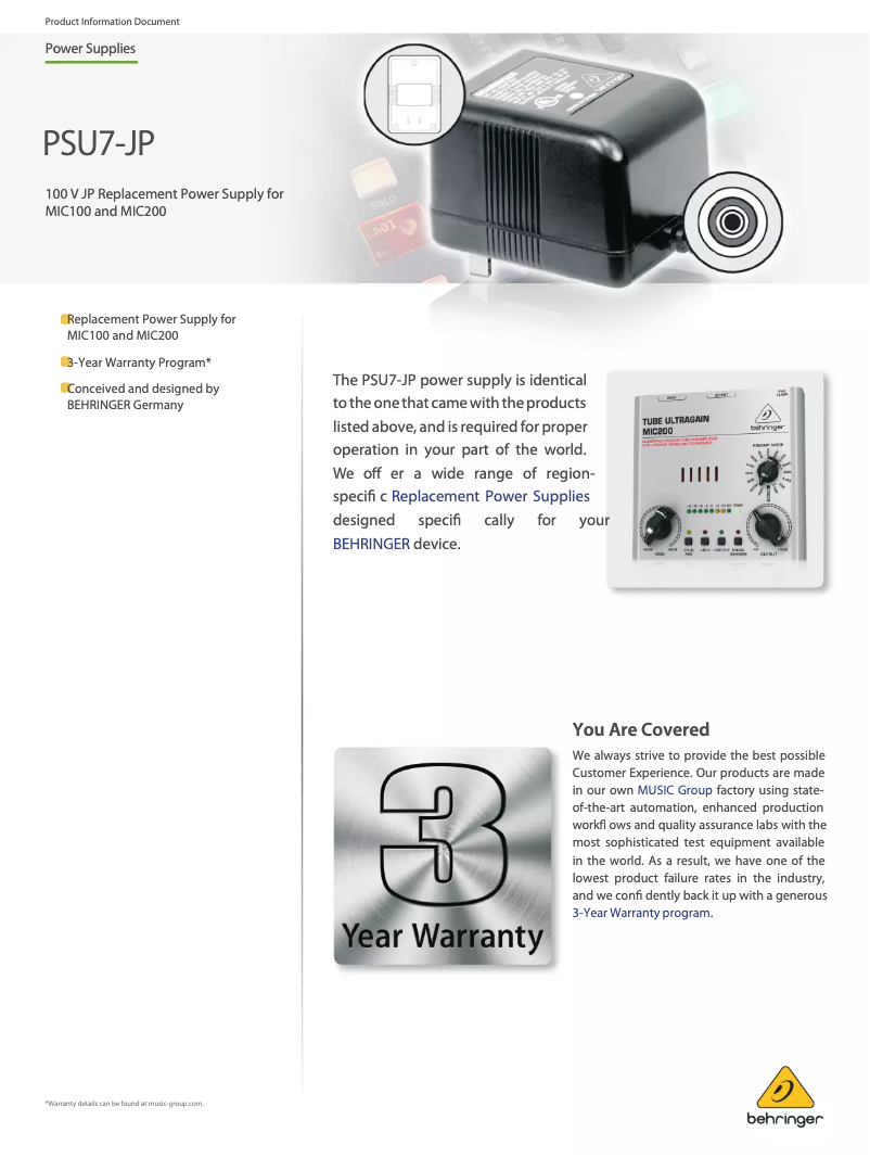 Image de la première page du manuel de l'appareil PSU7-JP