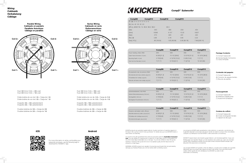 Page 1 de la notice Manuel utilisateur Kicker 40CWD122