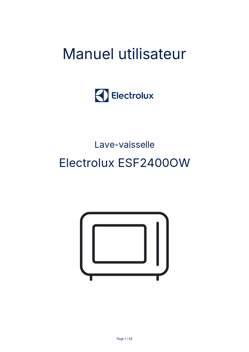 Image de la première page du manuel de l'appareil ESF2400OW