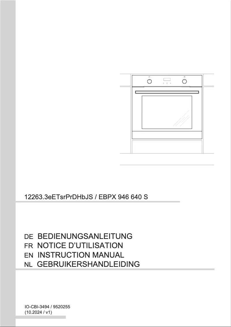 Page 1 de la notice Manuel utilisateur Amica EBPX 946 640 S