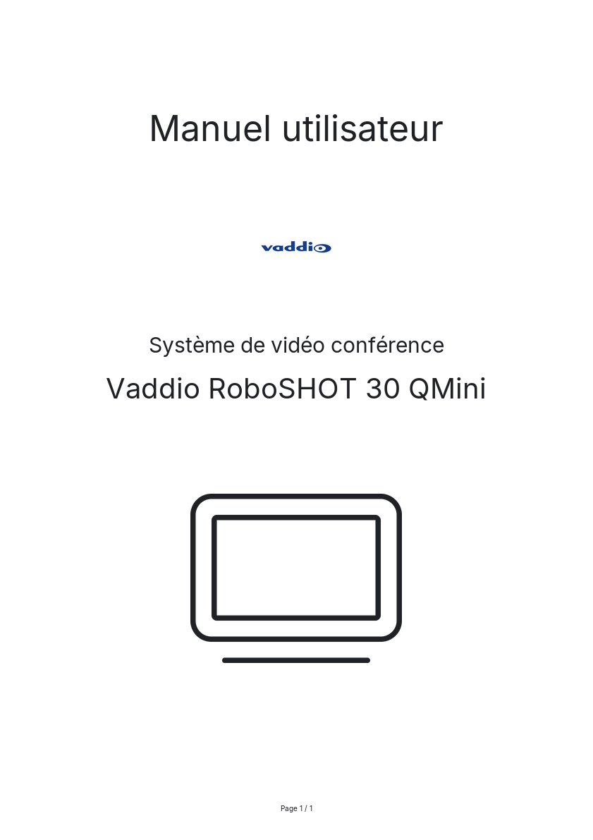 Page n°1 - Manuel utilisateur Vaddio RoboSHOT 30 QMini
