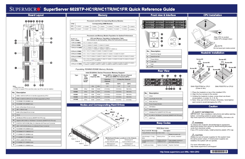 Page 1 de la notice Guide de démarrage rapide Supermicro SuperServer 6028TP-HC1TR