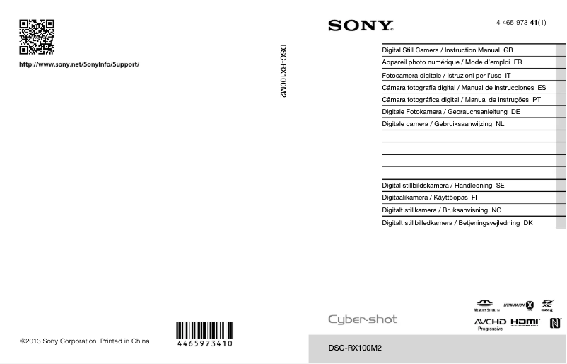 Imagen de la primera página del manual del dispositivo Cybershot DSC-RX100 II