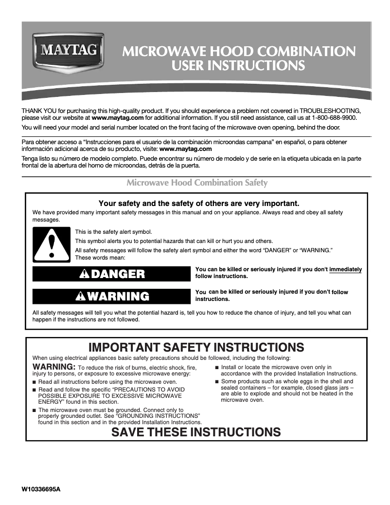 Page 1 de la notice Manuel utilisateur Maytag MMV6186WS