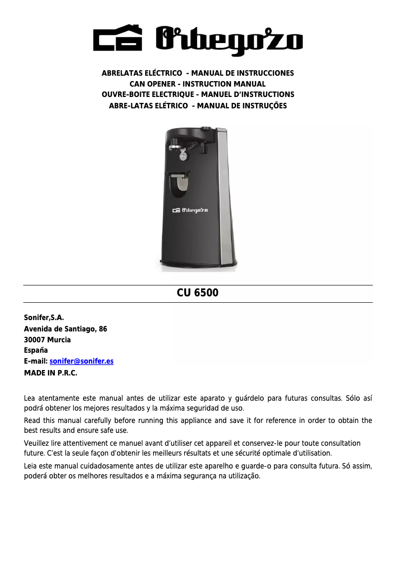 Image de la première page du manuel de l'appareil CU 6500