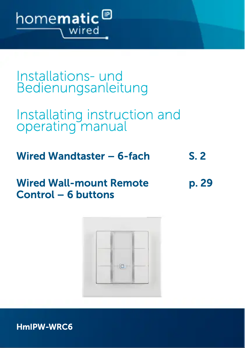 Page n°1 - Manuel utilisateur Homematic IP HMIPW-WRC6