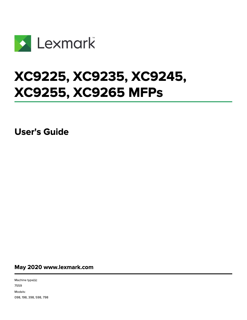 Página 1 del manual Manual de usuario Lexmark XC9255
