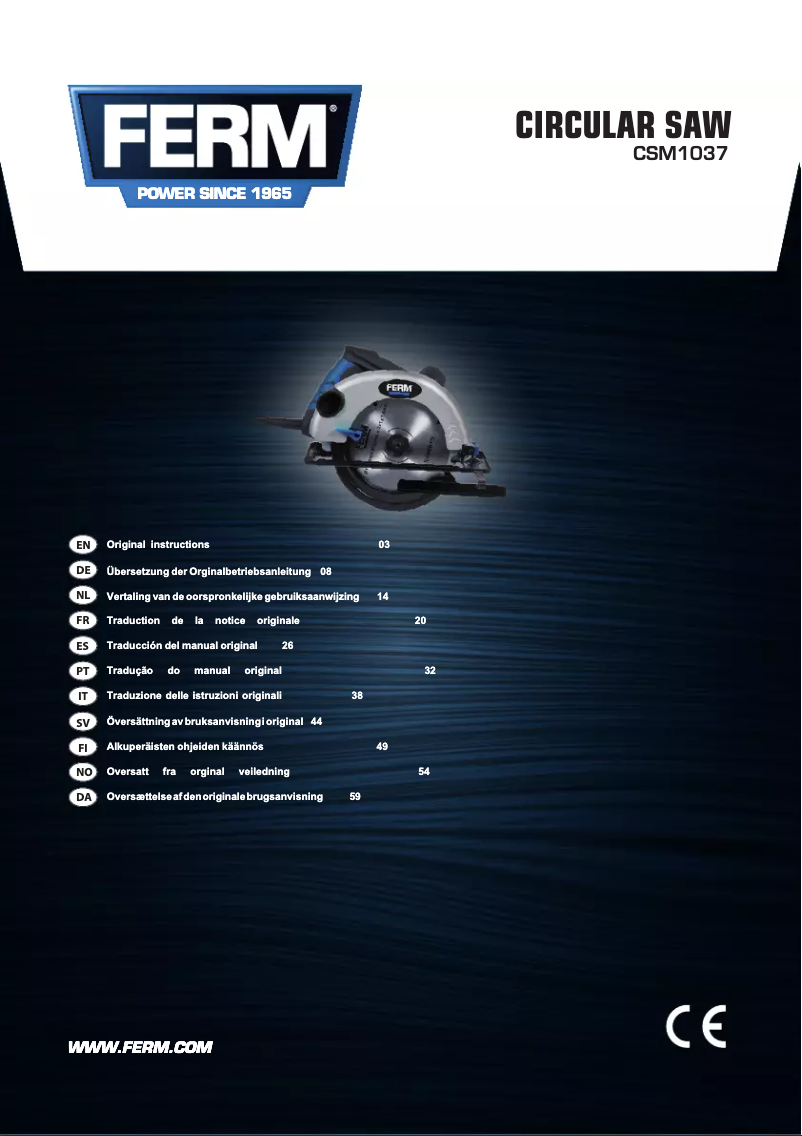 Page 1 de la notice Manuel utilisateur Ferm CSM1037