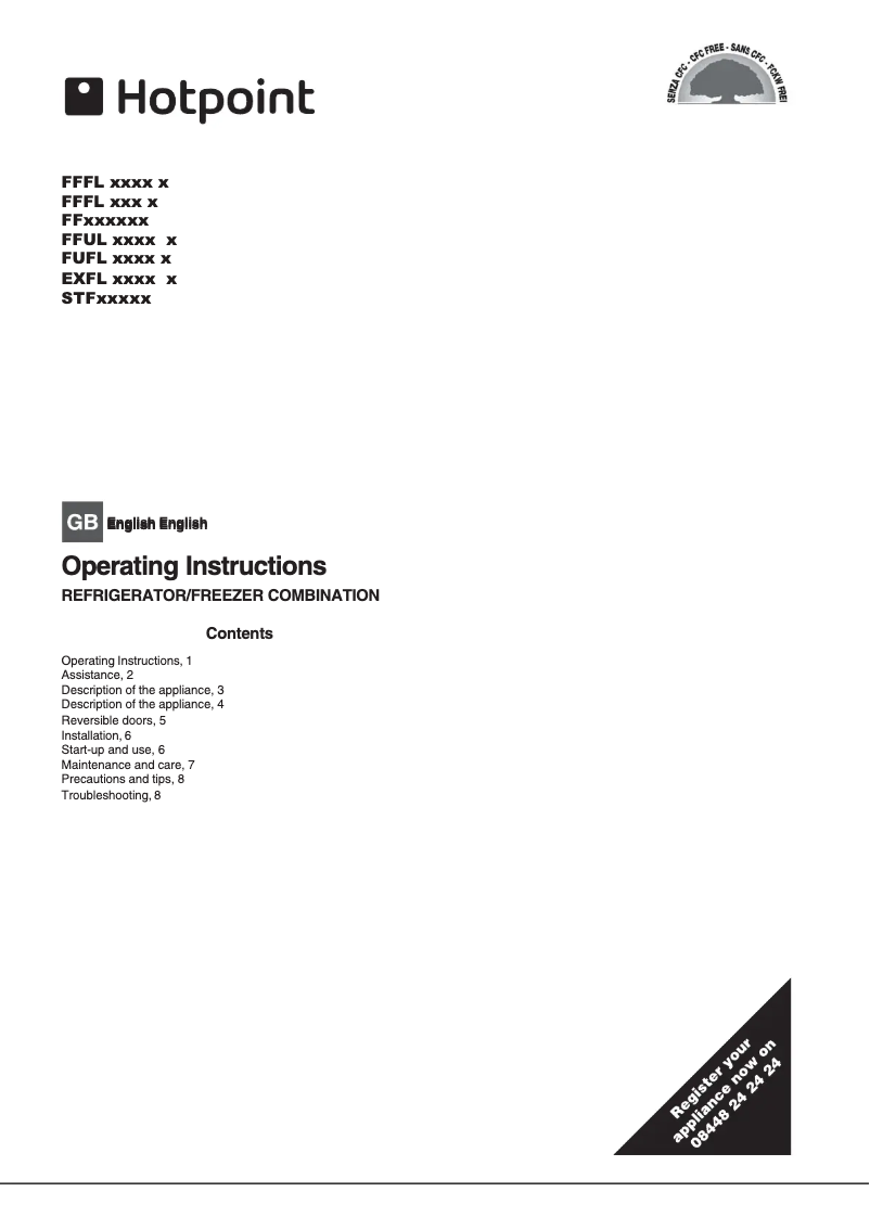 Page 1 de la notice Manuel utilisateur Hotpoint STF200WP