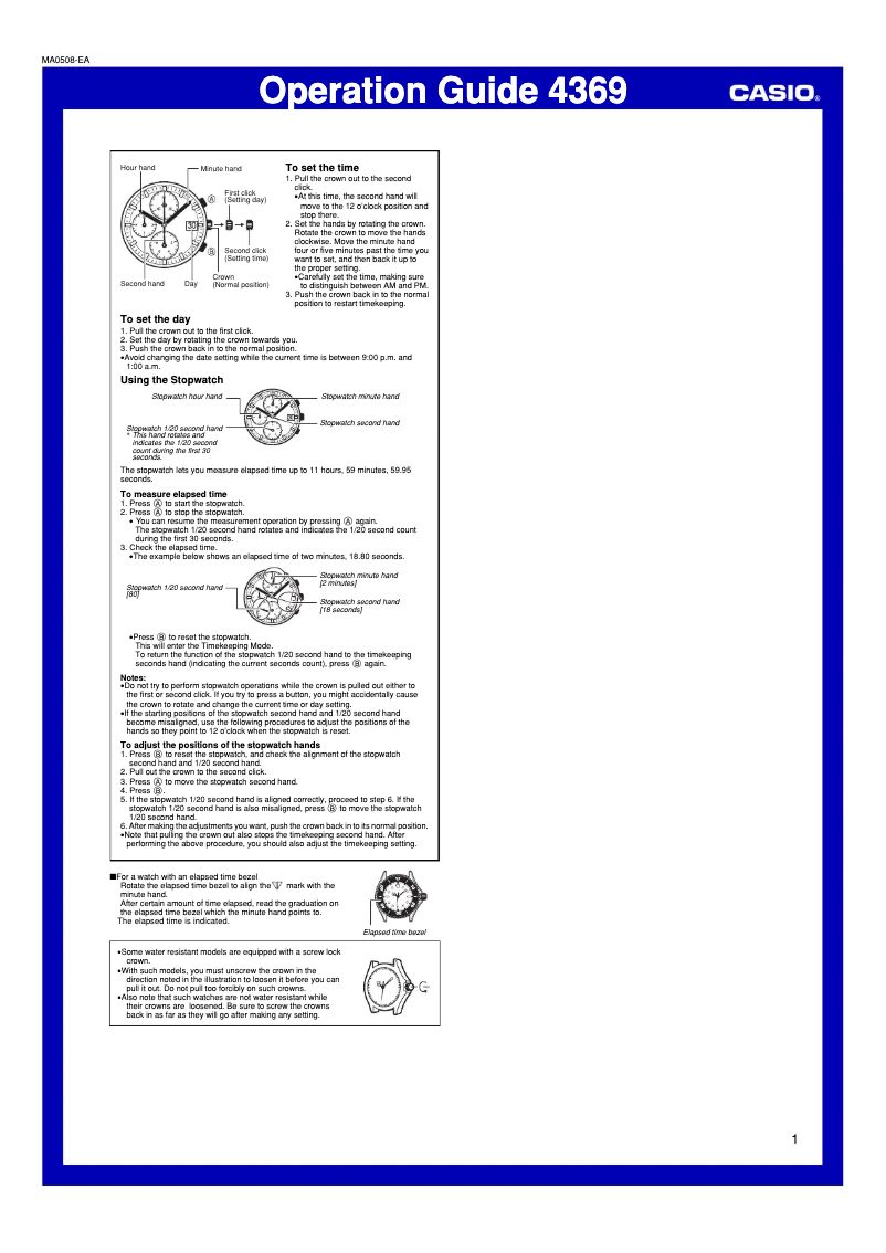 Page 1 de la notice Manuel utilisateur Casio Edifice EF-527D-1A