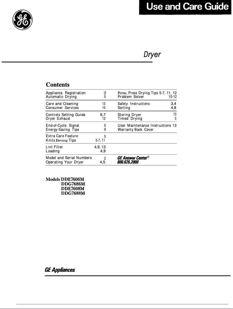 Page 1 de la notice Manuel utilisateur GE DDG7686M