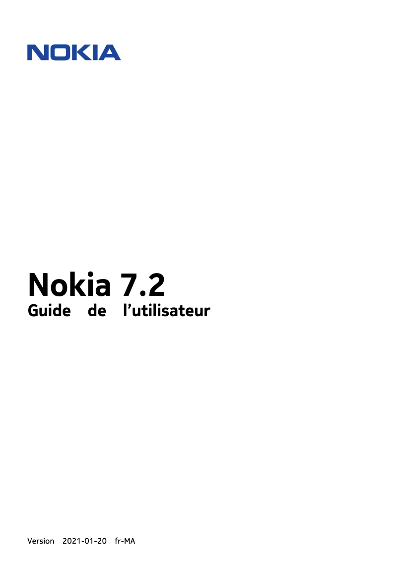 Page 1 de la notice Manuel utilisateur Nokia 7.2