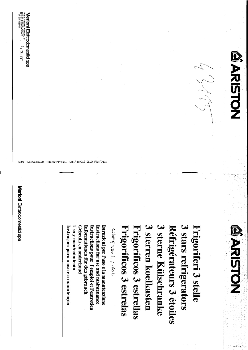 Page n°1 - Manuel utilisateur Ariston Thermo OKMG 230 L